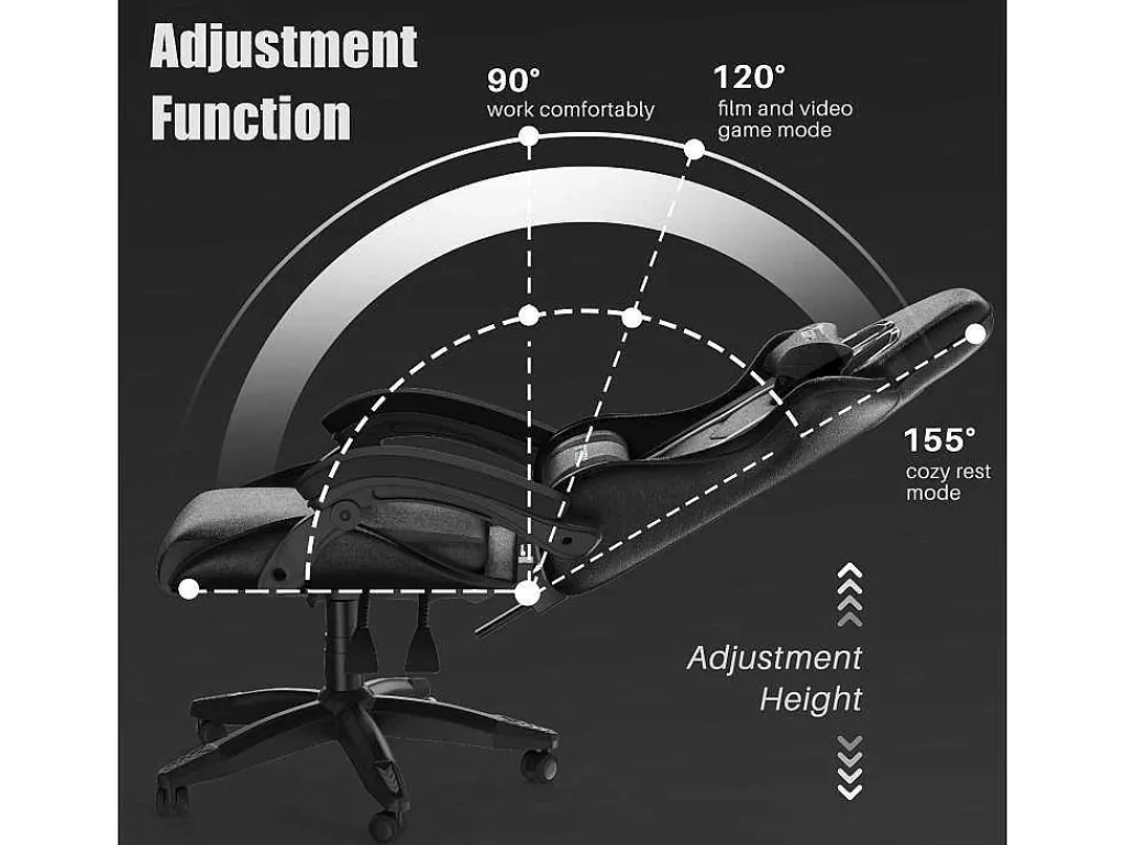 Gaming- En Bureaustoel Ergonomische Computerbureaustoel Met Hoofdsteun En Lumbale Ondersteuning-Vente-unique Discount