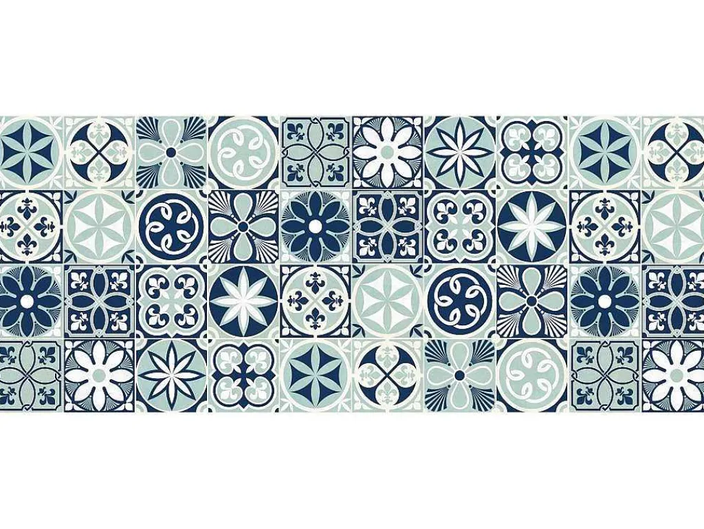 Gangtapijt Van Vinyl Met Cementtegeleffect - 66 X 160 Cm - Blauw - Rica-OZAIA