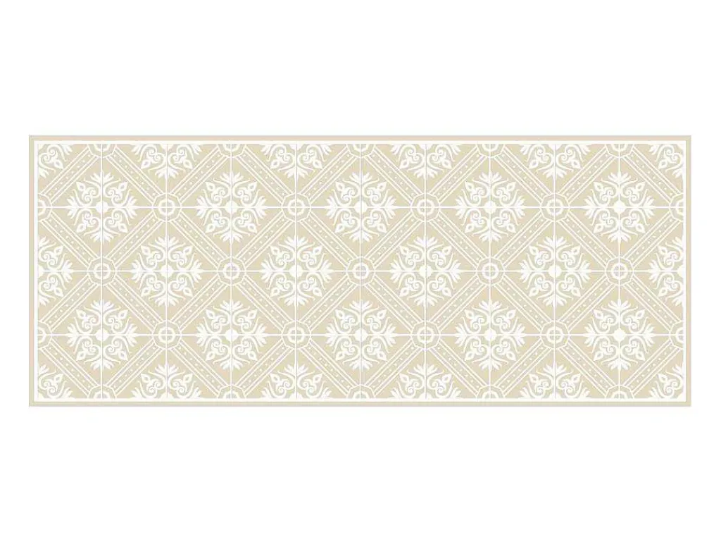 Gangtapijt Van Vinyl Met Cementtegeleffect - 66 X 160 Cm - Beige En Wit - Majesti-OZAIA Online