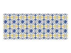 Gangtapijt Van Vinyl Met Cementtegeleffect - 66 X 160 Cm - Blauw En Geel - Florili-OZAIA New