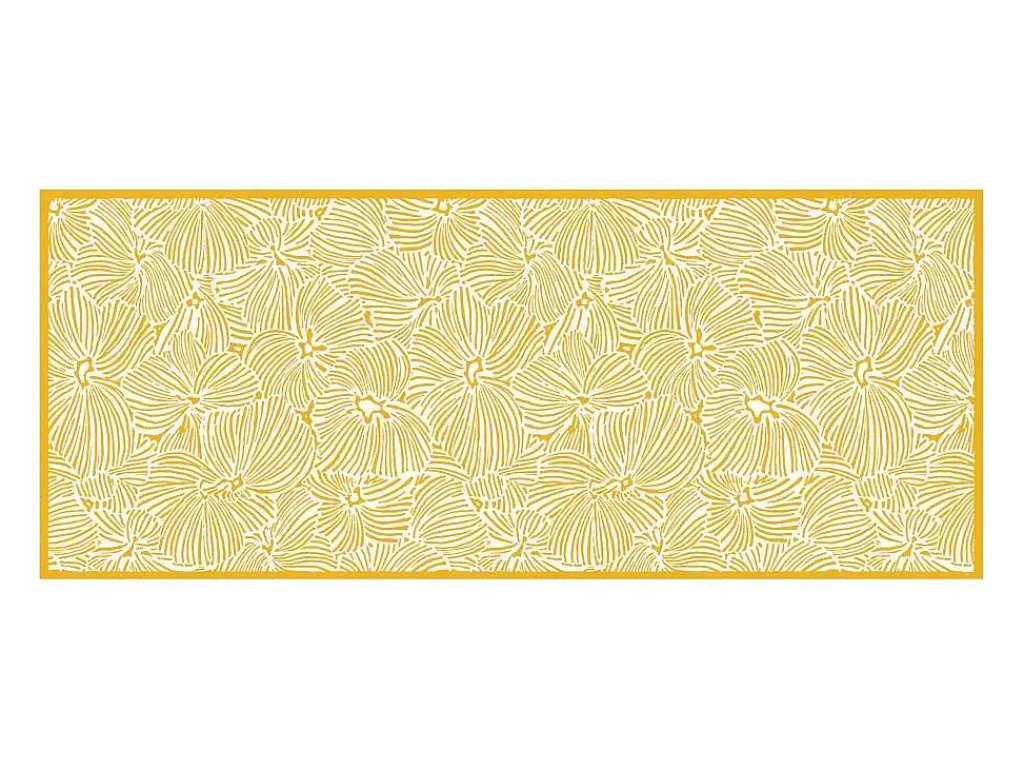 Gangtapijt Van Vinyl Met Bloemmotieven - 66 X 160 Cm - Geel En Wit - Capucina-OZAIA