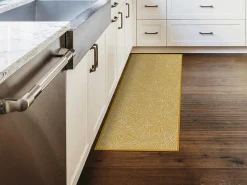 Gangtapijt Van Vinyl Met Bloemmotieven - 66 X 160 Cm - Geel En Wit - Capucina-OZAIA