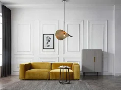 Gebogen Hanglamp Met Design-Stijl Van Metaal - L60 X D41 Cm - Zwart En Binnenkant Goudkleurig - Lucena-OZAIA Outlet