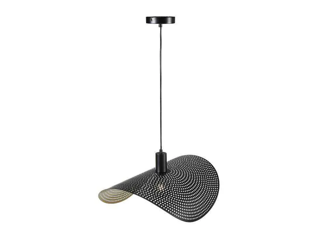 Gebogen Hanglamp Met Design-Stijl Van Metaal - L60 X D41 Cm - Zwart En Binnenkant Goudkleurig - Lucena-OZAIA Outlet