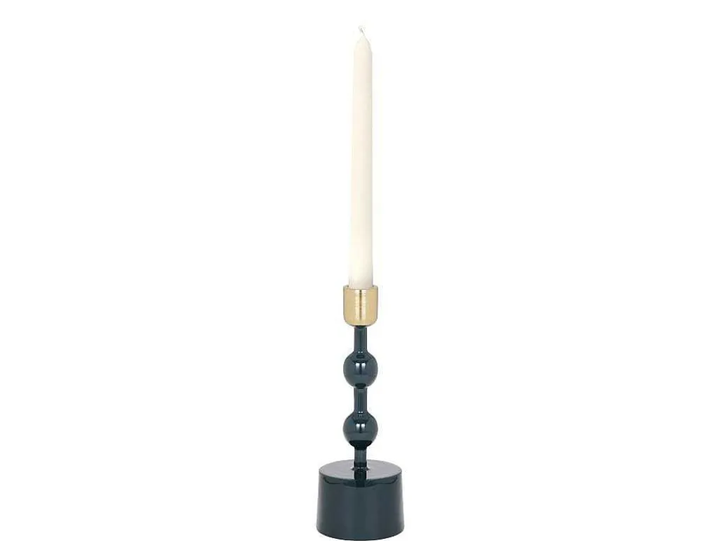 Geemailleerde Aluminium Kandelaar - H.22 Cm - Eendeblauw - Parina-OZAIA