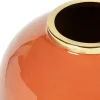 Geemailleerde Metalen Vaas - D. 29 X H. 36 Cm - Messing Afwerking - Terracotta - Klaudia-OZAIA Online