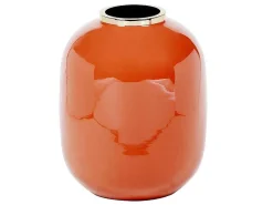 Geemailleerde Metalen Vaas - D. 29 X H. 36 Cm - Messing Afwerking - Terracotta - Klaudia-OZAIA Online