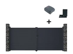 Gemotoriseerde Draaipoort Van Aluminium Antraciet - L397 X H181 Cm - Nazario-EXPERTLAND Sale