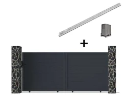 Gemotoriseerde Schuifpoort Van Aluminium Antraciet - L374 X 165 Cm - Nazario-EXPERTLAND Discount