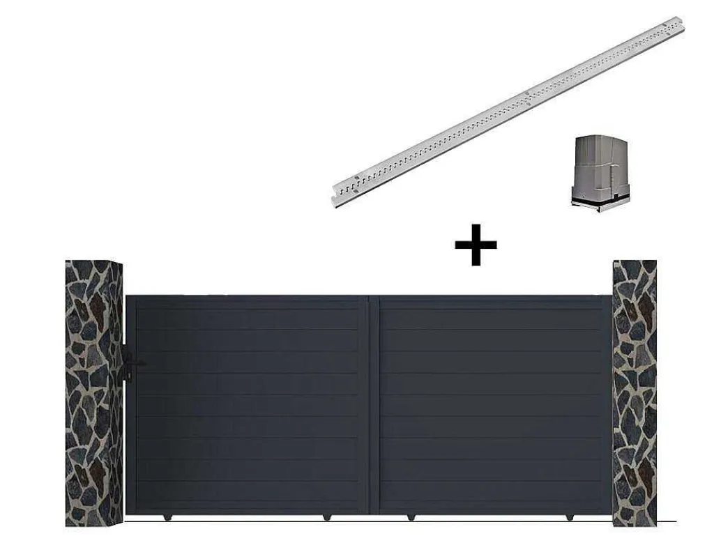 Gemotoriseerde Schuifpoort Van Aluminium Antraciet - L416 X 180 Cm - Nazario-EXPERTLAND Sale
