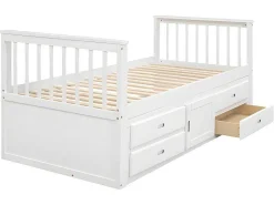 Gesloten Eenpersoonsbed 90X200Cm Met 4 Lades En Een Deur - Wit-ModernLuxe Discount
