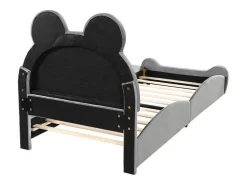 Gestoffeerd Bed Met Hoofdeinde 90 X 200 Cm - Beervorm - Fluweel - Grijs-Vente-unique