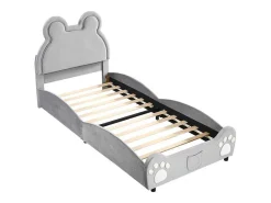 Gestoffeerd Bed Met Hoofdeinde 90 X 200 Cm - Beervorm - Fluweel - Grijs-Vente-unique