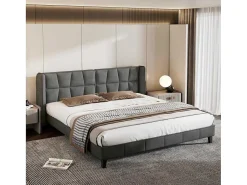 Gestoffeerd Bed 160X200Cm In Fluweel Met Lattenbodem - Grijs-ModernLuxe Hot