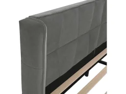 Gestoffeerd Bed 160X200Cm In Fluweel Met Lattenbodem - Grijs-ModernLuxe Hot