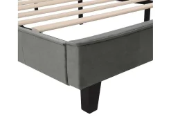 Gestoffeerd Bed 160X200Cm In Fluweel Met Lattenbodem - Grijs-ModernLuxe Hot