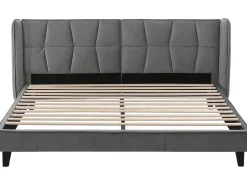Gestoffeerd Bed 160X200Cm In Fluweel Met Lattenbodem - Grijs-ModernLuxe Hot