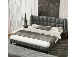 Gestoffeerd Bed 160X200Cm In Fluweel Met Lattenbodem - Grijs-ModernLuxe Hot