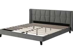 Gestoffeerd Bed 160X200Cm In Fluweel Met Lattenbodem - Grijs-ModernLuxe Hot