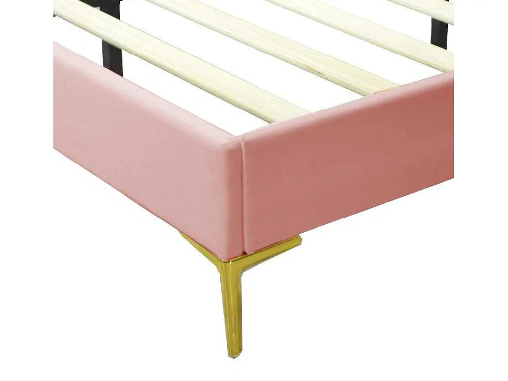 Gestoffeerd Fluwelen Bed 140X200Cm Met Lattenbodem - Verstelbaar Hoofdeinde - Roze-ModernLuxe Discount