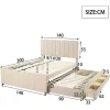Gestoffeerd Linnen Bed 140X200Cm - Met Onderschuifbed Op Wielen En 3 Lades - Beige-ModernLuxe Best