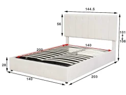 Gestoffeerd Opbergbed - 140X200Cm - Stof Fluweel - Beige-ModernLuxe Sale