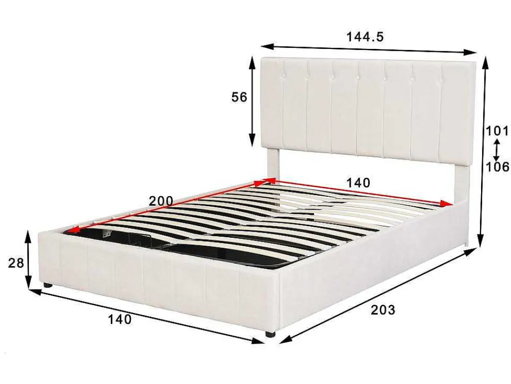 Gestoffeerd Opbergbed - 140X200Cm - Stof Fluweel - Beige-ModernLuxe Sale