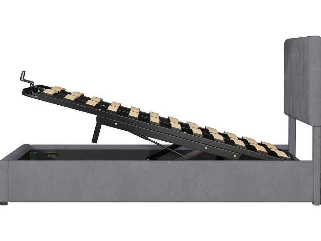 Gestoffeerd Opbergbed - 140X200Cm - Fluwelen Stof - Grijs-ModernLuxe Best