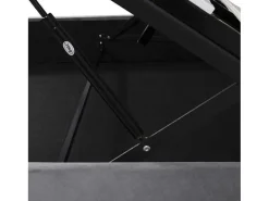 Gestoffeerd Opbergbed - 140X200Cm - Fluwelen Stof - Verstelbaar Hoofdeinde Met Blokpatroon - Grijs-ModernLuxe Online
