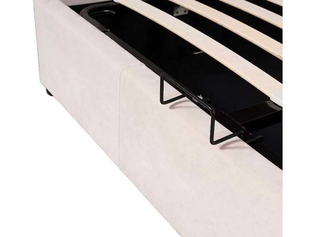 Gestoffeerd Opbergbed 140X200Cm - Stof Fluweel - Met Led En Bluetooth Speler - Beige-ModernLuxe Hot