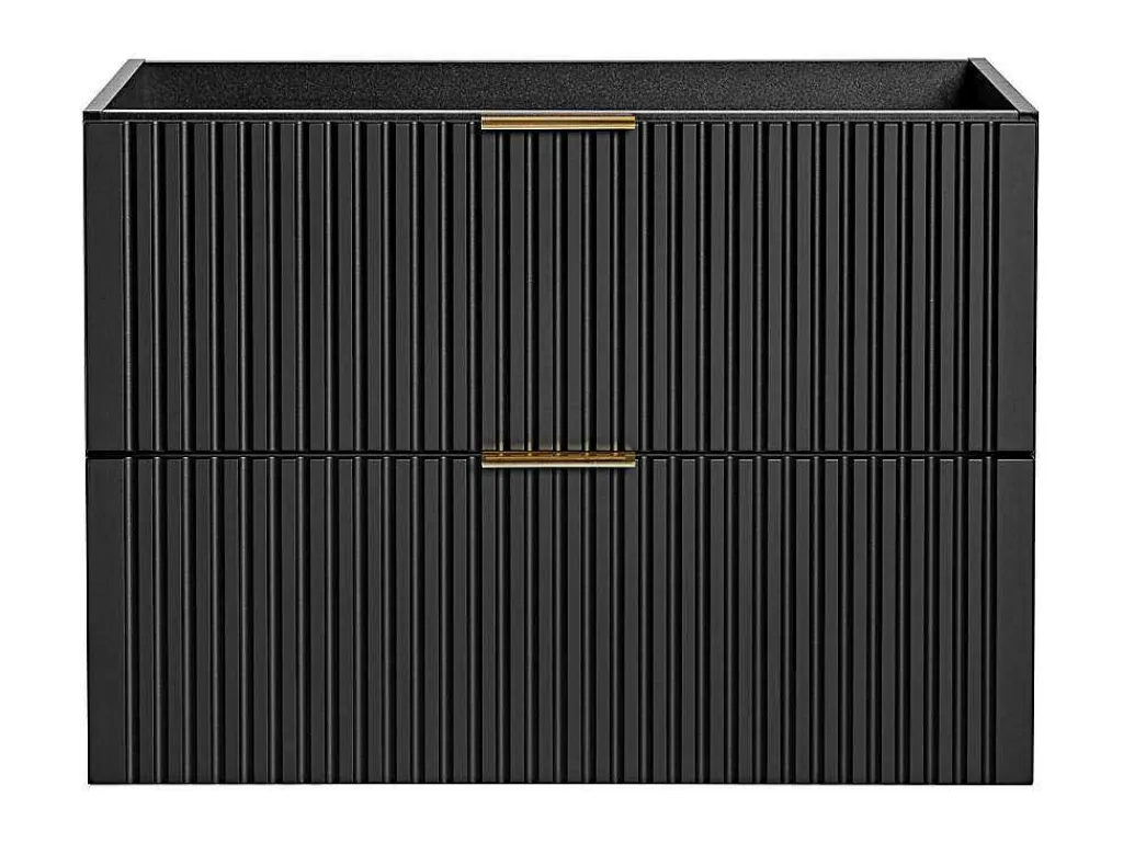 Gestreept Hangend Meubel Onder Wastafel - Zwart - L80 Cm - Zevara-Vente-unique Online