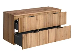Gestreept Hangend Meubel Onder Wastafel Met Plank - Licht Naturel - L120 Cm - Zevara-Vente-unique Outlet