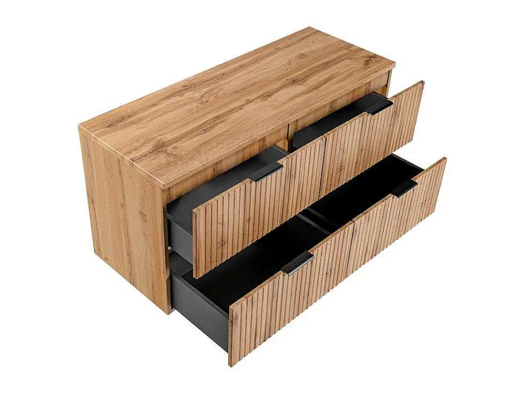 Gestreept Hangend Meubel Onder Wastafel Met Plank - Licht Naturel - L120 Cm - Zevara-Vente-unique Outlet