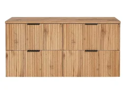 Gestreept Hangend Meubel Onder Wastafel Met Plank - Licht Naturel - L120 Cm - Zevara-Vente-unique Outlet
