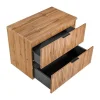 Gestreept Hangend Meubel Onder Wastafel Met Plank - Licht Naturel - L80 Cm - Zevara-Vente-unique