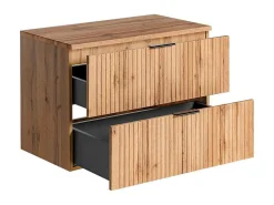 Gestreept Hangend Meubel Onder Wastafel Met Plank - Licht Naturel - L80 Cm - Zevara-Vente-unique