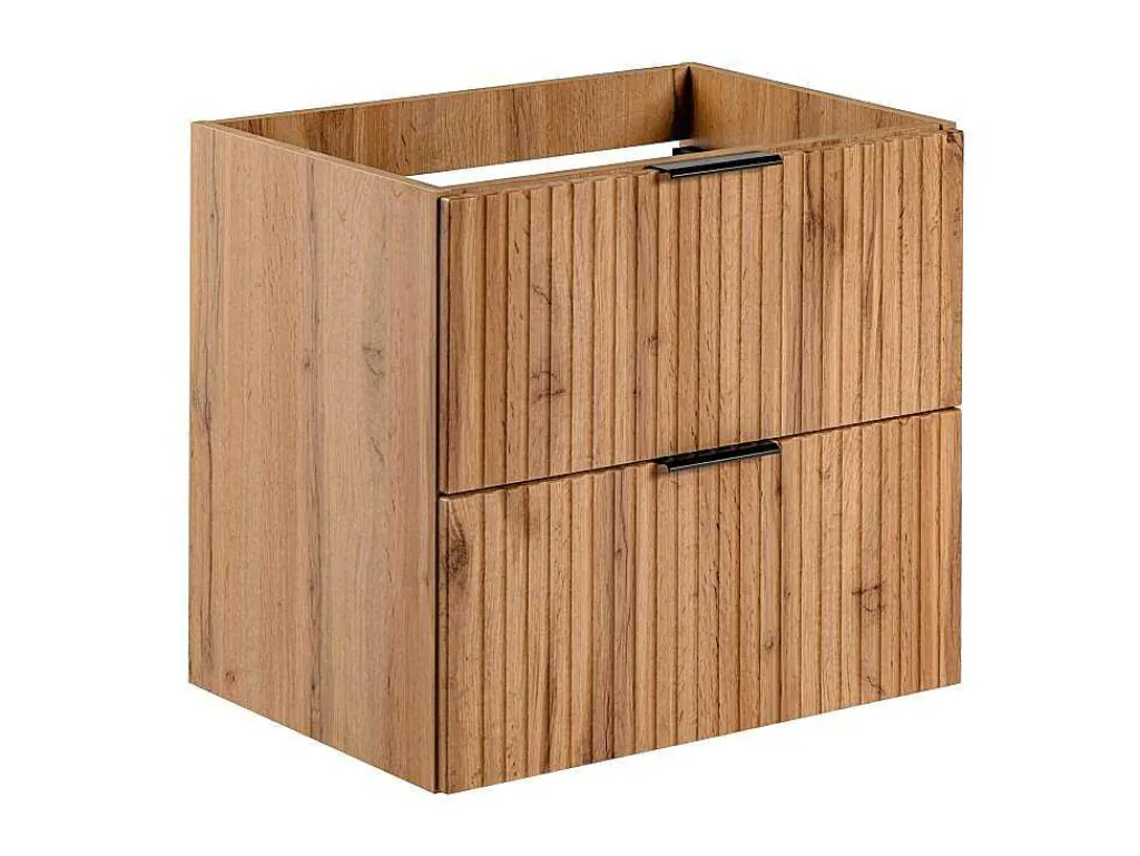 Gestreept Hangend Meubel Onder Wastafel - Licht Naturel - L60 Cm - Zevara-Vente-unique Best