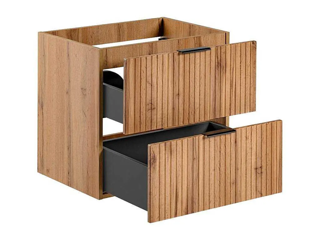 Gestreept Hangend Meubel Onder Wastafel - Licht Naturel - L60 Cm - Zevara-Vente-unique Best