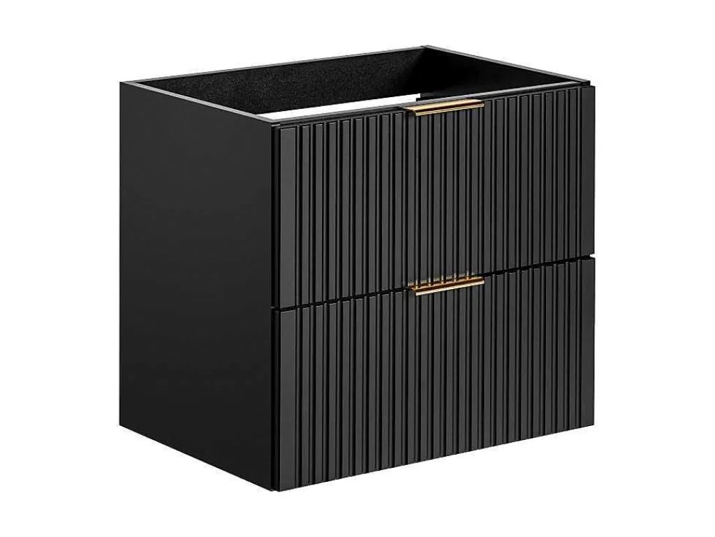Gestreept Hangend Meubel Onder Wastafel - Zwart - L60 Cm - Zevara-Vente-unique Discount