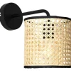 Gevlochten Wandlamp In Etnische Stijl - Neirobi - Ijzer En Rotan - H25 Cm - Zwart En Naturel-OZAIA Clearance