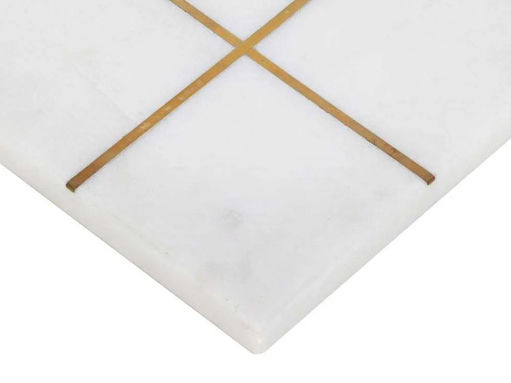 Gezelschapsspel - Boter-Kaas-En-Eieren - Marmer En Messing En Wit - L20,5 X H2,5 X D20,5 Cm - Tactoe-Vente-unique New