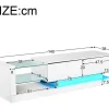 Glanzend Tv-Meubel Met 2 Deuren En 2 Glazen Planken - Spaanplaat - Led'S - Wit-Vente-unique