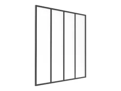 Glasraam Werkplaatsstijl Van Van Aluminium En Gematteerd Glas - 120 X 130 Cm - Zwart - Bayview-Vente-unique Sale