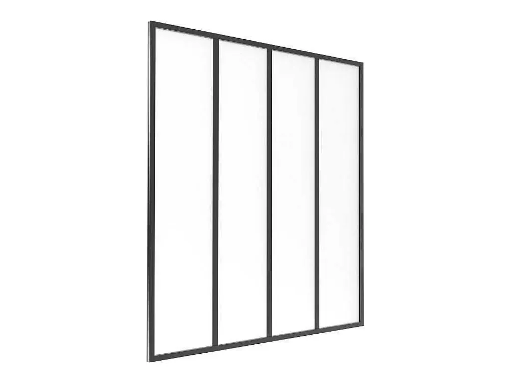 Glasraam Werkplaatsstijl Van Van Aluminium En Gematteerd Glas - 120 X 130 Cm - Zwart - Bayview-Vente-unique Sale