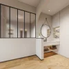Glasraam Werkplaatsstijl Van Van Aluminium En Gematteerd Glas - 150 X 130 Cm - Zwart - Bayview-Vente-unique Online