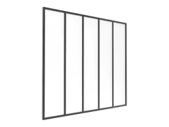 Glasraam Werkplaatsstijl Van Van Aluminium En Gematteerd Glas - 150 X 130 Cm - Zwart - Bayview-Vente-unique Online