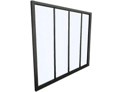 Glazen Binnenraam Bayview Van Aluminium Met Zwarte Poedercoating - 120 X 105 Cm-Vente-unique Sale