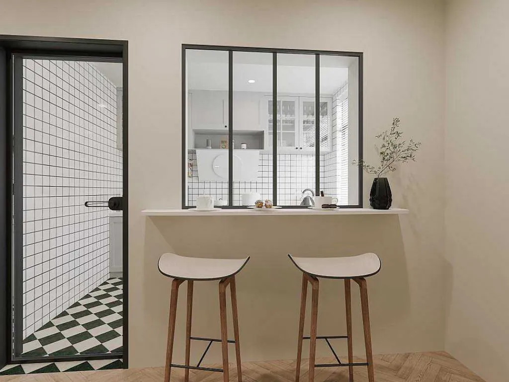 Glazen Binnenraam Bayview Van Aluminium Met Zwarte Poedercoating - 120 X 105 Cm-Vente-unique Sale