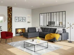 Glazen Binnenraam Bayview Van Aluminium Met Zwarte Poedercoating - 150 X 130 Cm-Vente-unique Outlet
