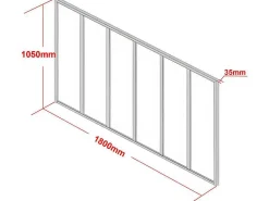 Glazen Binnenraam Bayview In Aluminium Met Witte Poedercoating - 180X105 Cm-Vente-unique Sale